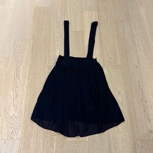 Navy Chiffon Sleeveless Suspender Skirt - XS
